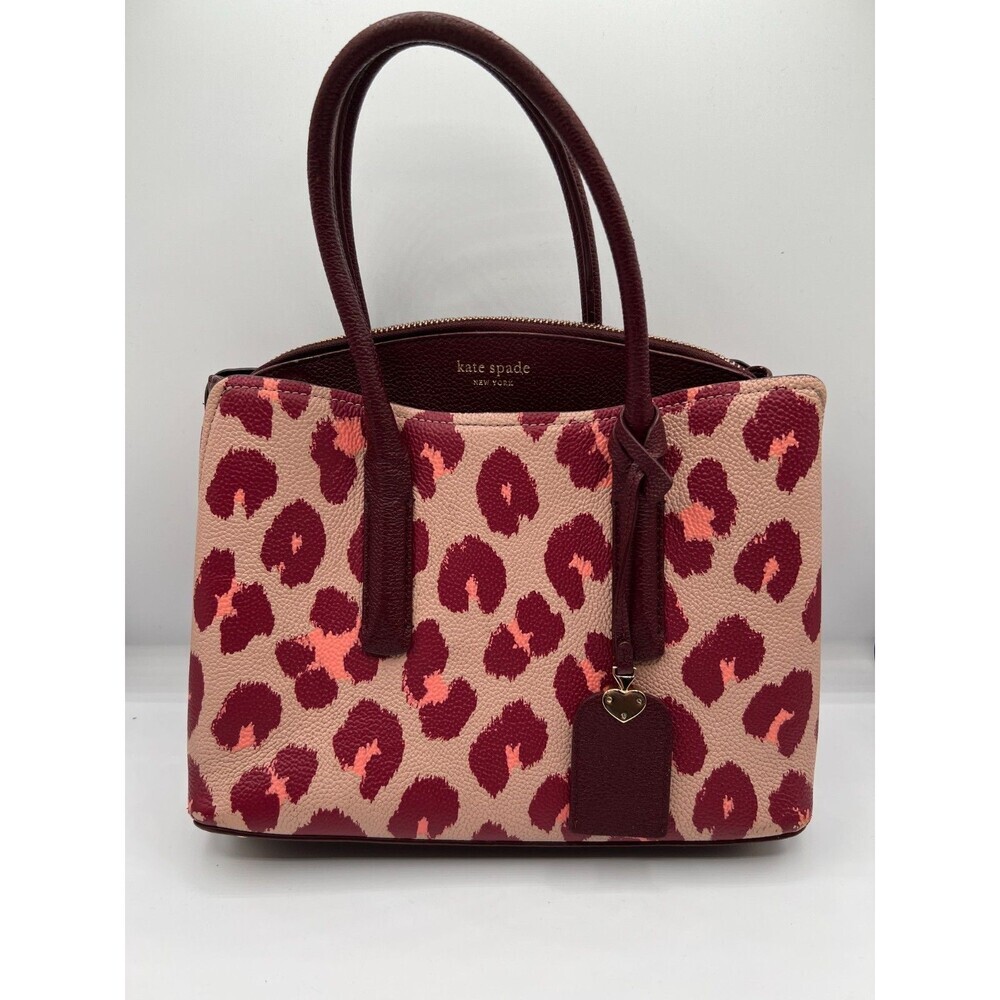 Kate Spade Margaux Medium Leopard Print Leather Satchel Bag - Pink Leopard Print